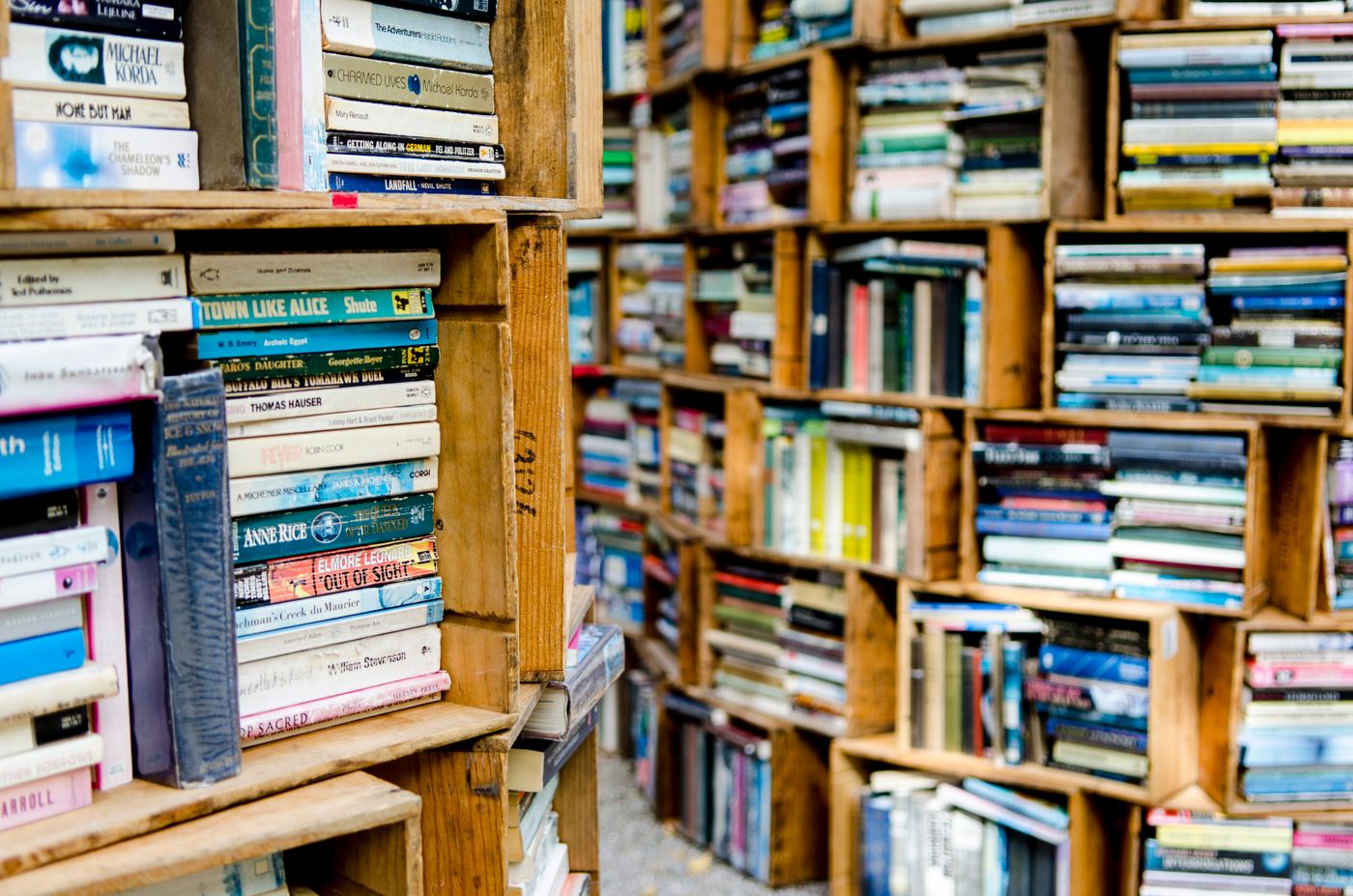 libros en estanterías de madera